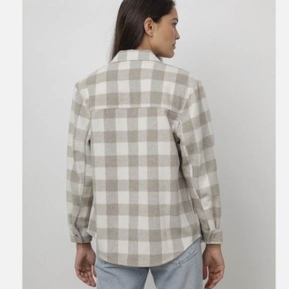 RAILS Tripp Shirt Jacket Ivory Rain Checkered Fleece Flannel - Picture 2 of 12